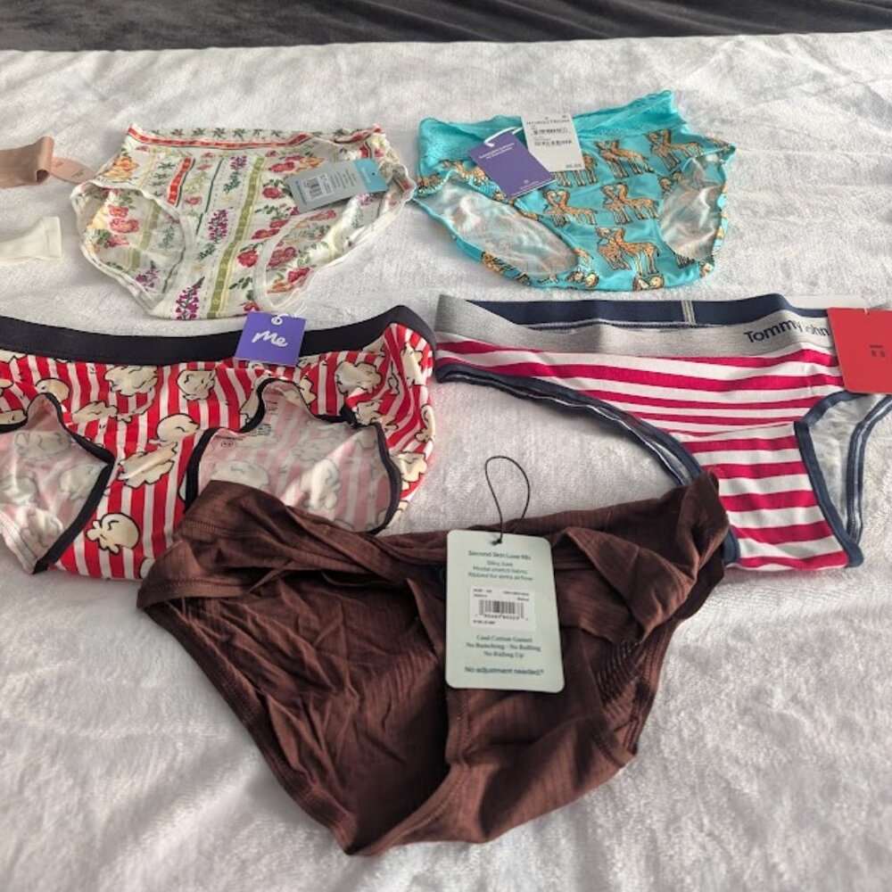 Pantypalooza! Bundle of 7 pairs of panties and 1 Bra-Brand New with Tags--all XS